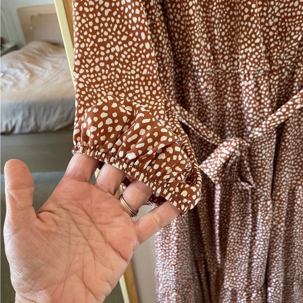 Red Brown, Organic Polka Dot, Maxi Dress - Picture 5 of 9